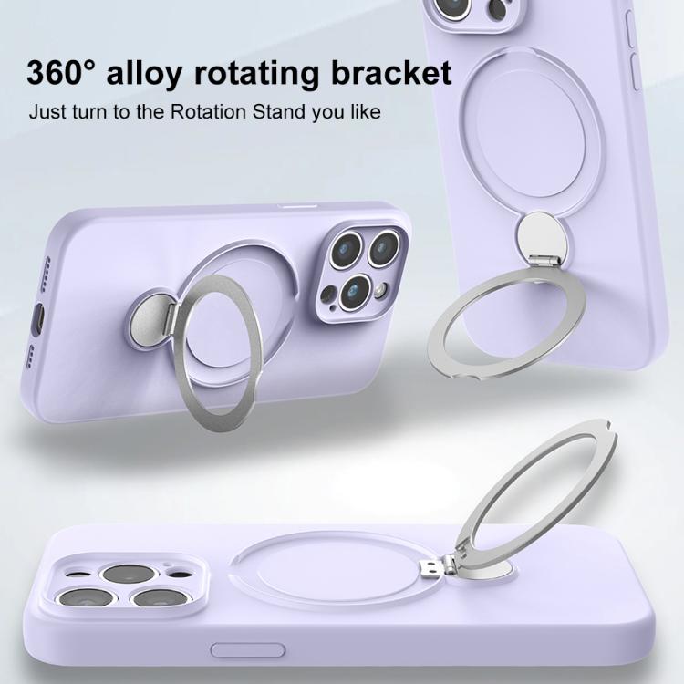 For iPhone 14 Pro Liquid Silicone MagSafe Holder Phone Case