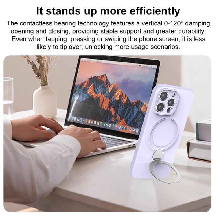 For iPhone 16 Pro Liquid Silicone MagSafe Holder Phone Case