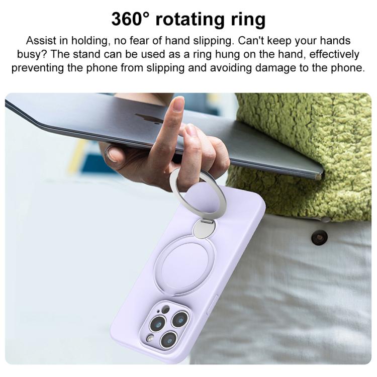 For iPhone 14 Pro Liquid Silicone MagSafe Holder Phone Case