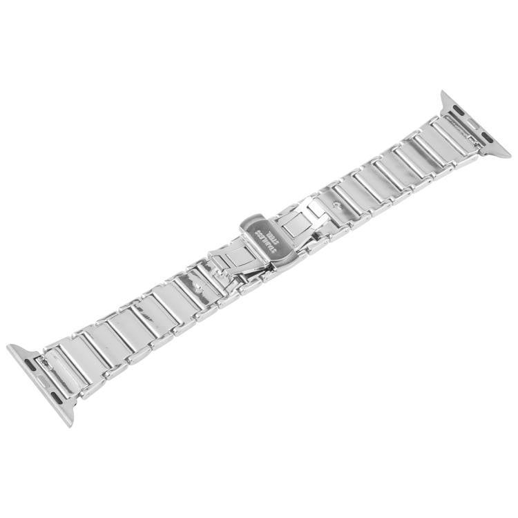 For Apple Watch 46mm / 49mm / 45mm / 44mm Three Beads Ceramics 18mm Steel Watch Band