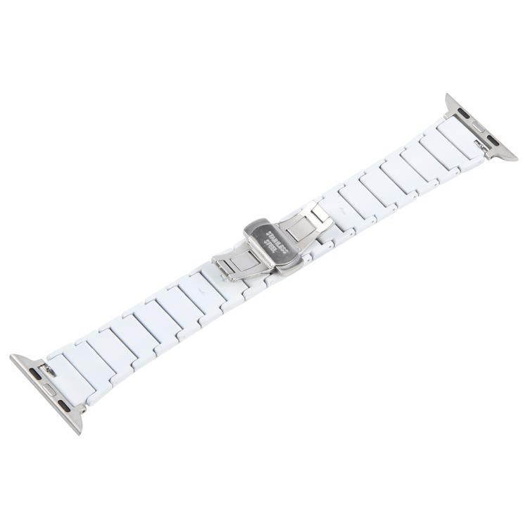 For Apple Watch 46mm / 49mm / 45mm / 44mm Three Beads Ceramics 18mm Steel Watch Band