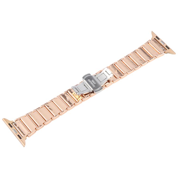For Apple Watch 42mm / 41mm / 40mm / 38mm Three Beads Ceramics 18mm Steel Watch Band