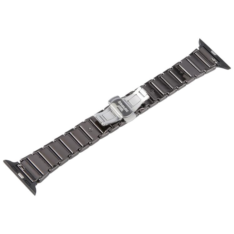 For Apple Watch 42mm / 41mm / 40mm / 38mm Three Beads Ceramics 18mm Steel Watch Band