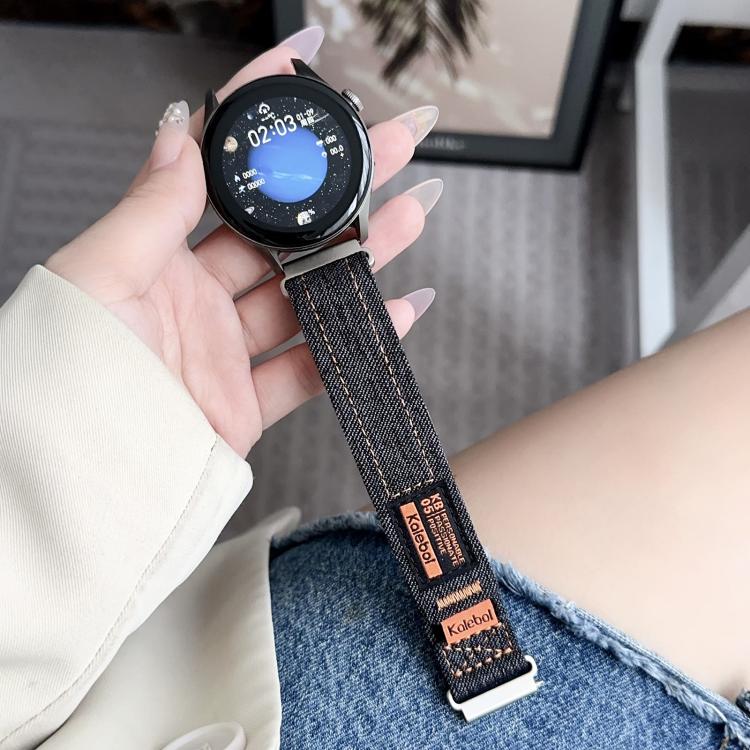Kalebol 22mm Universal Nylon Loop Fastener Denim Watch Band