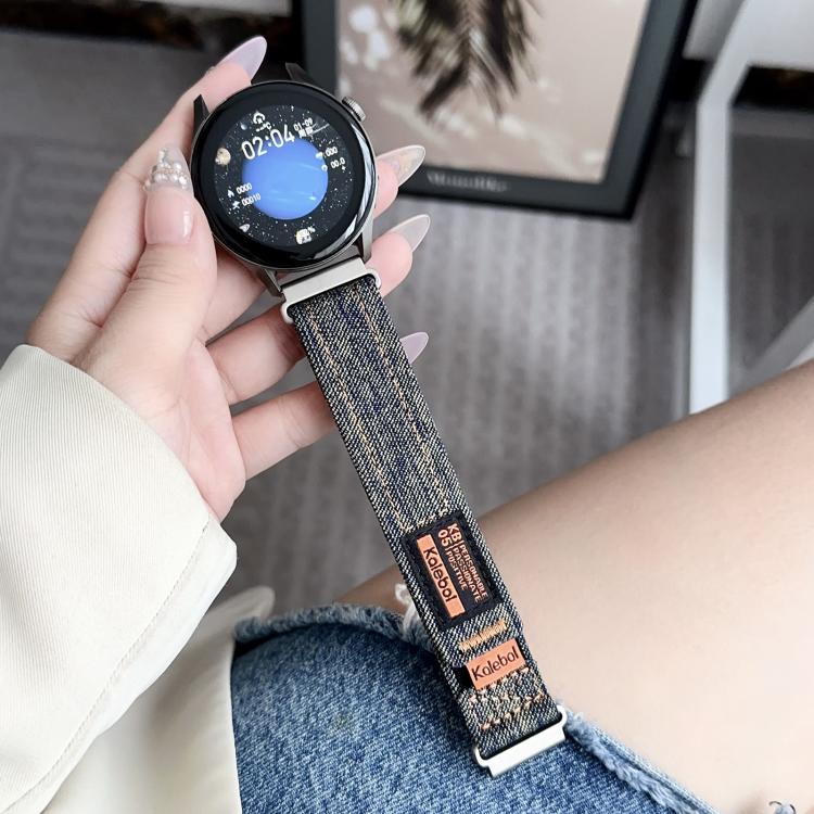 Kalebol 22mm Universal Nylon Loop Fastener Denim Watch Band