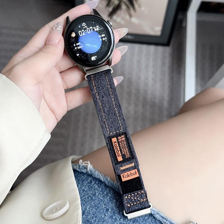 Kalebol 22mm Universal Nylon Loop Fastener Denim Watch Band