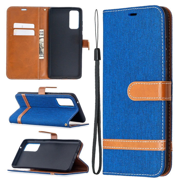For Samsung Galaxy S20 FE 5G / S20 Lite Color Matching Denim Texture Horizontal Flip Leather Case with Holder & Card Slots & Wallet & Lanyard