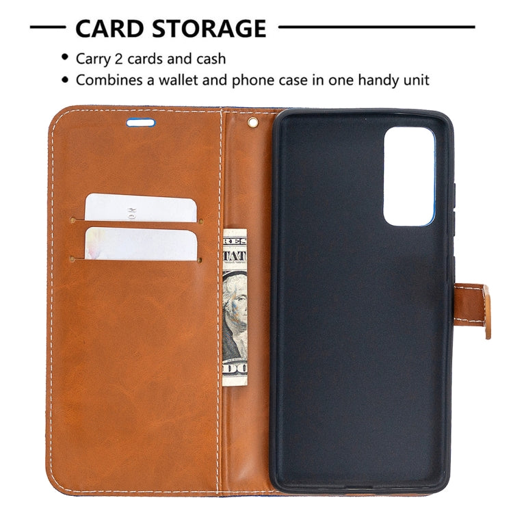 For Samsung Galaxy S20 FE 5G / S20 Lite Color Matching Denim Texture Horizontal Flip Leather Case with Holder & Card Slots & Wallet & Lanyard