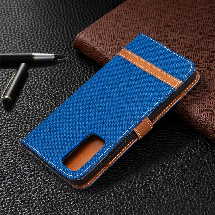 For Samsung Galaxy S20 FE 5G / S20 Lite Color Matching Denim Texture Horizontal Flip Leather Case with Holder & Card Slots & Wallet & Lanyard