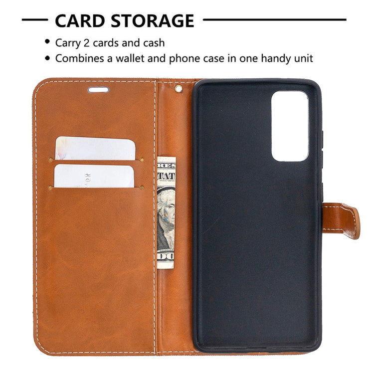 For Samsung Galaxy S20 FE 5G / S20 Lite Color Matching Denim Texture Horizontal Flip Leather Case with Holder & Card Slots & Wallet & Lanyard