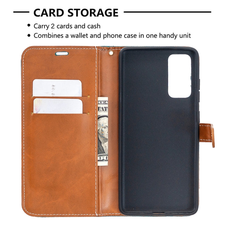For Samsung Galaxy S20 FE 5G / S20 Lite Color Matching Denim Texture Horizontal Flip Leather Case with Holder & Card Slots & Wallet & Lanyard