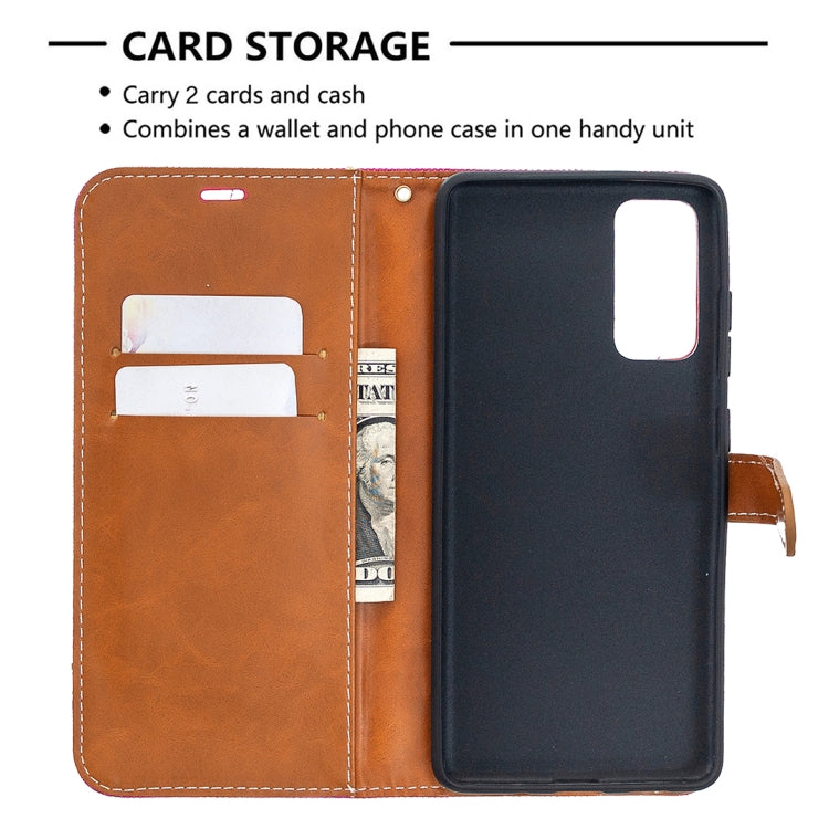 For Samsung Galaxy S20 FE 5G / S20 Lite Color Matching Denim Texture Horizontal Flip Leather Case with Holder & Card Slots & Wallet & Lanyard
