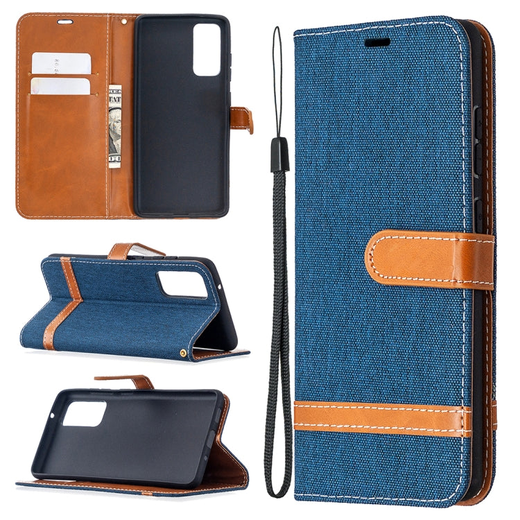 For Samsung Galaxy S20 FE 5G / S20 Lite Color Matching Denim Texture Horizontal Flip Leather Case with Holder & Card Slots & Wallet & Lanyard