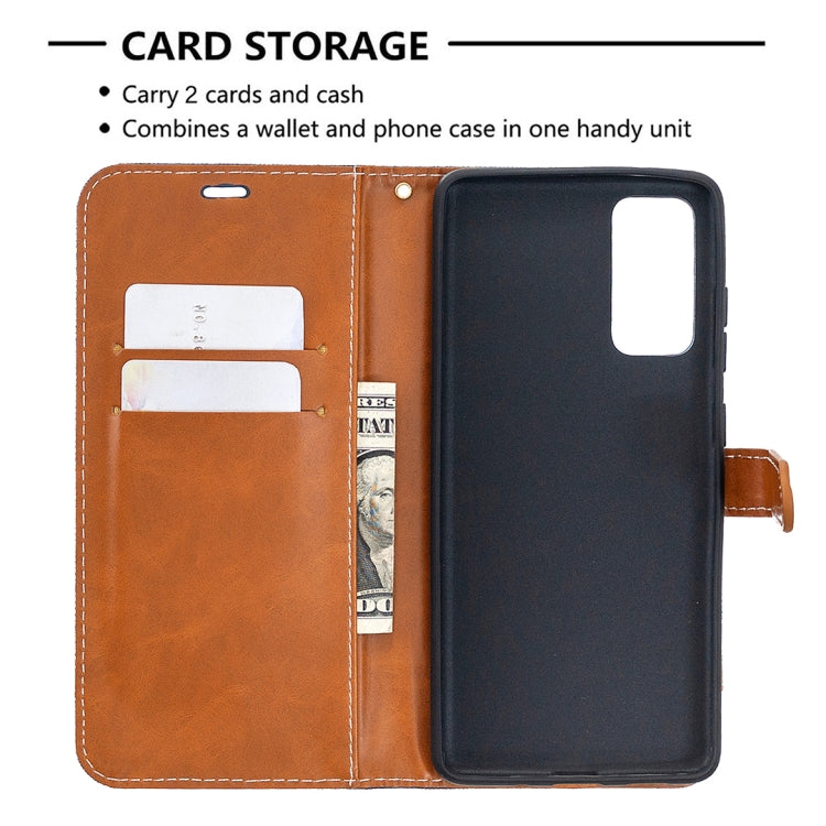 For Samsung Galaxy S20 FE 5G / S20 Lite Color Matching Denim Texture Horizontal Flip Leather Case with Holder & Card Slots & Wallet & Lanyard