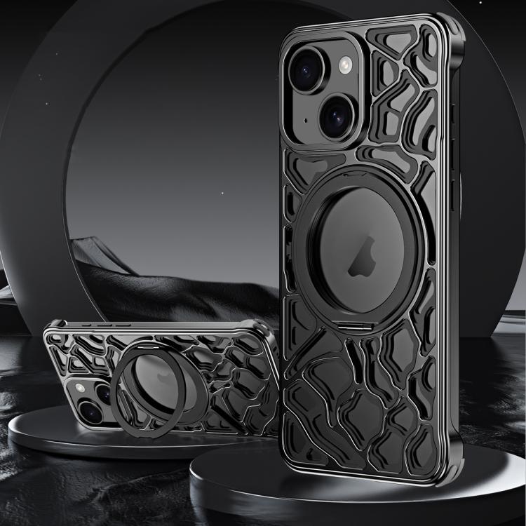 For iPhone 15 Yunyan Series Alloy Rotating Holder MagSafe Half Frame Phone Case