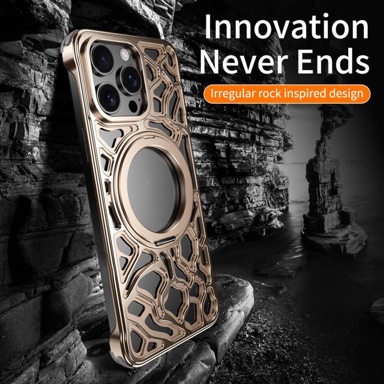 For iPhone 16 Pro Yunyan Series Alloy Rotating Holder MagSafe Half Frame Phone Case