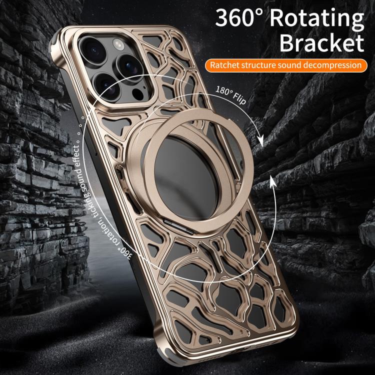 For iPhone 15 Yunyan Series Alloy Rotating Holder MagSafe Half Frame Phone Case