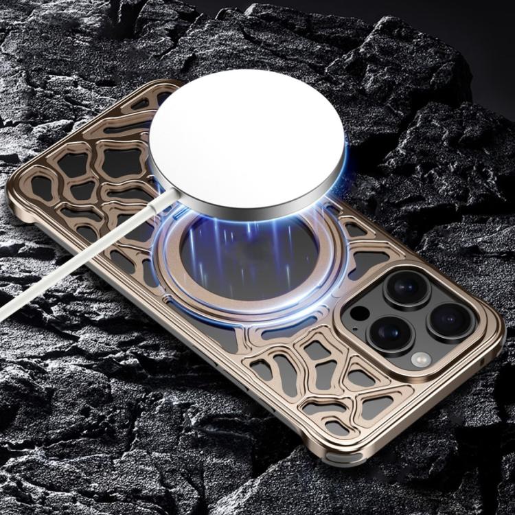 For iPhone 16 Yunyan Series Alloy Rotating Holder MagSafe Half Frame Phone Case
