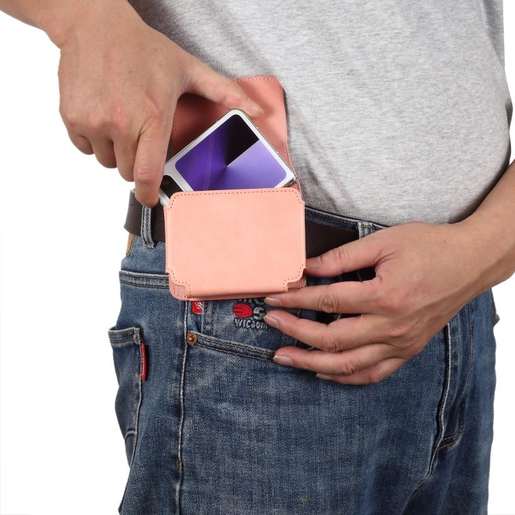 Multi-functional Faux Leather Waist-Hanging Bag For Foldable Phone , Size: 10 x 7.8 x 2.8cm