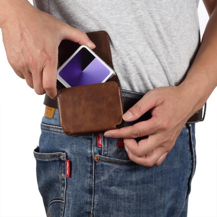 Multi-functional Faux Leather Waist-Hanging Bag For Foldable Phone , Size: 10 x 7.8 x 2.8cm
