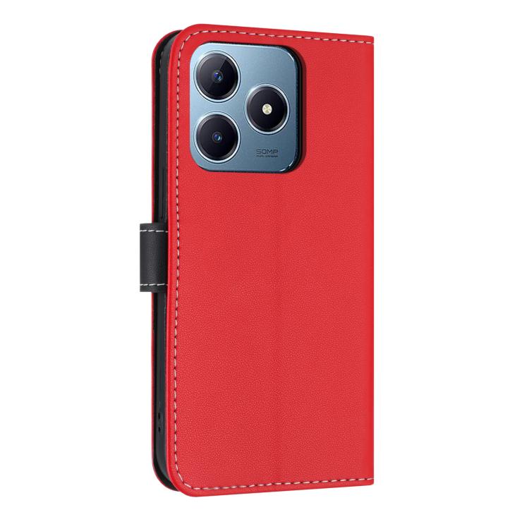For Realme C63 4G Global / C61 Metal Bow Leather Phone Case with Hand Strap