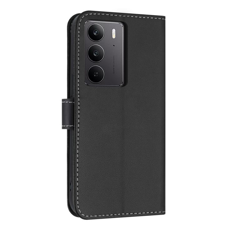 For Realme C75 4G Global / P3x Metal Bow Leather Phone Case with Hand Strap