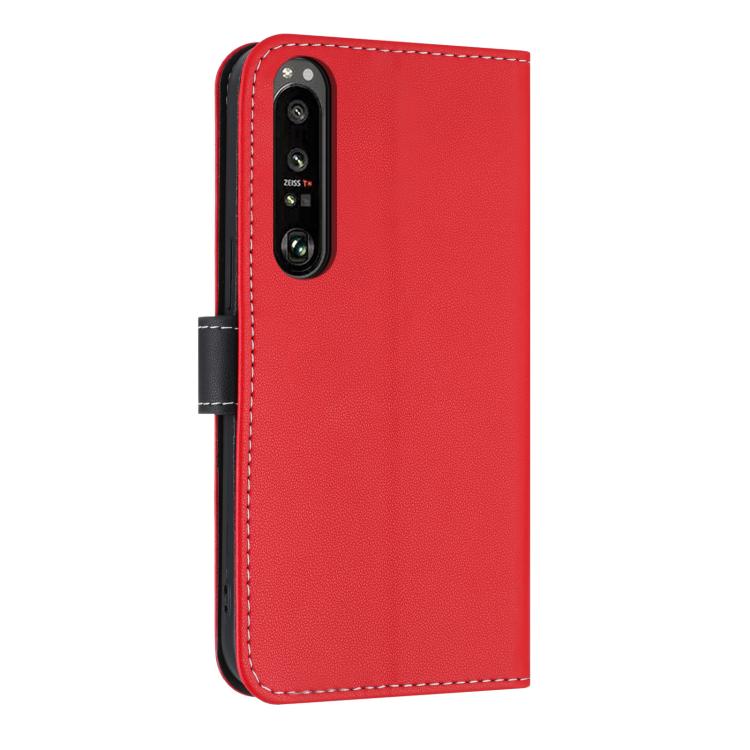 For Sony Xperia 1 IV Metal Bow Leather Phone Case with Hand Strap