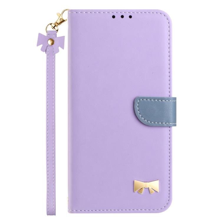 For Sony Xperia 1 IV Metal Bow Leather Phone Case with Hand Strap