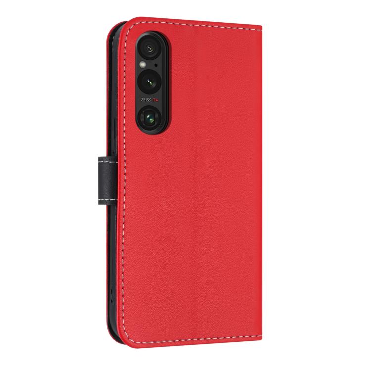 For Sony Xperia 1 V Metal Bow Leather Phone Case with Hand Strap
