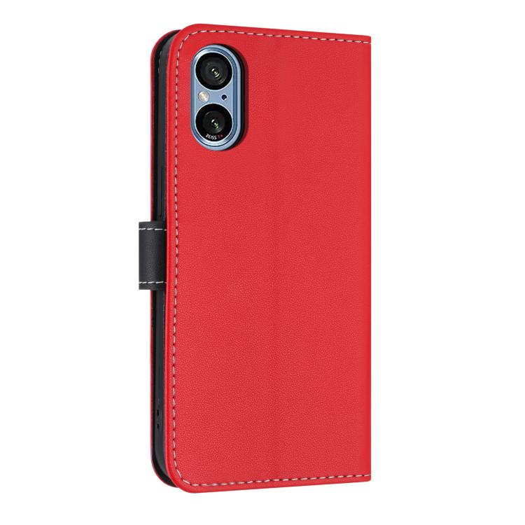 For Sony Xperia 5 V Metal Bow Leather Phone Case with Hand Strap