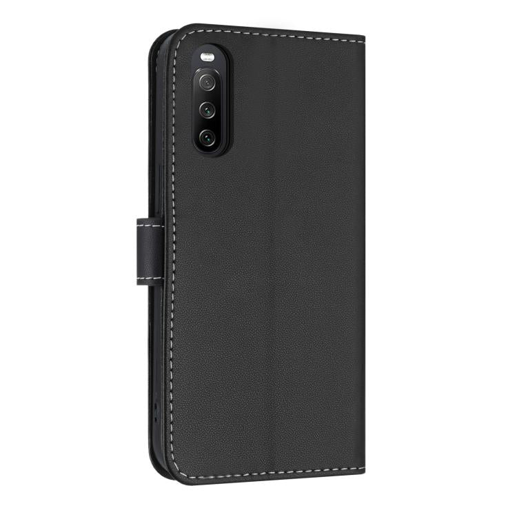 For Sony Xperia 10 IV Metal Bow Leather Phone Case with Hand Strap
