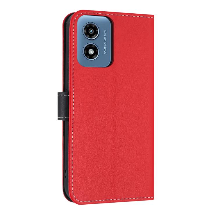 For Motorola Moto G Play 2024 Metal Bow Leather Phone Case with Hand Strap