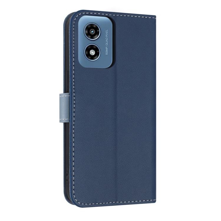 For Motorola Moto G Play 2024 Metal Bow Leather Phone Case with Hand Strap