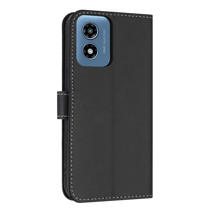 For Motorola Moto G Play 2024 Metal Bow Leather Phone Case with Hand Strap