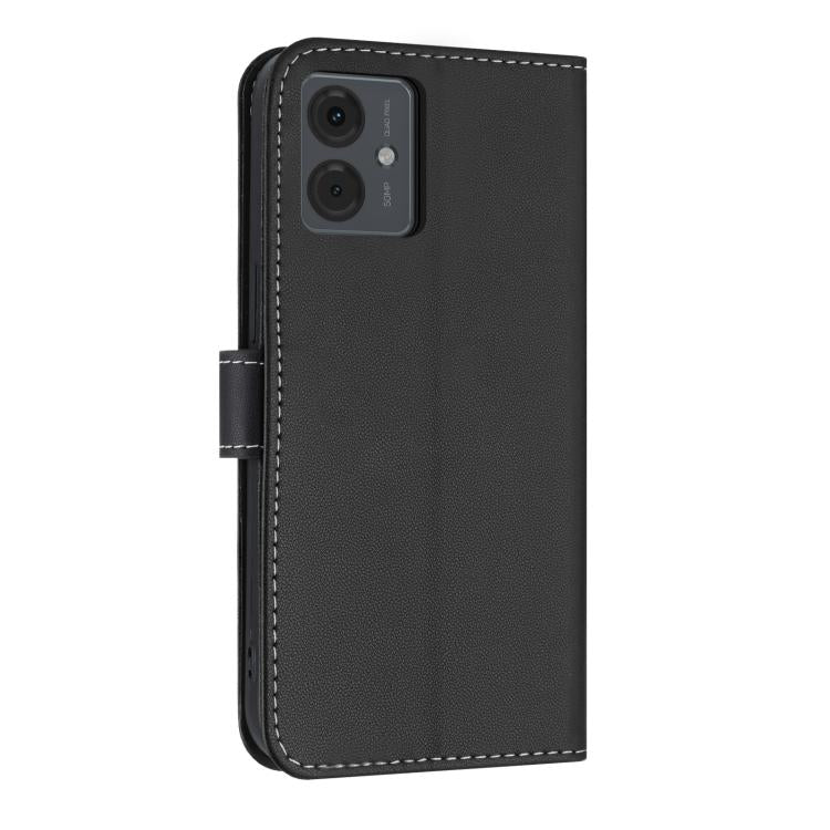 For Motorola Moto G14 4G / G64 JP Metal Bow Leather Phone Case with Hand Strap