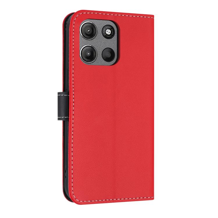 For Motorola Moto G15 / G15 Power Metal Bow Leather Phone Case with Hand Strap