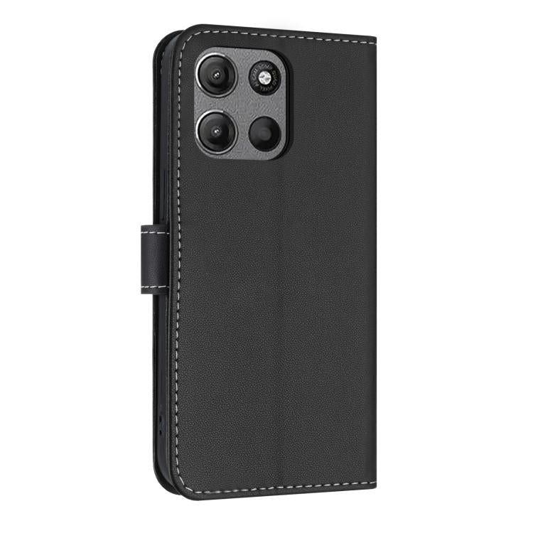 For Motorola Moto G15 / G15 Power Metal Bow Leather Phone Case with Hand Strap