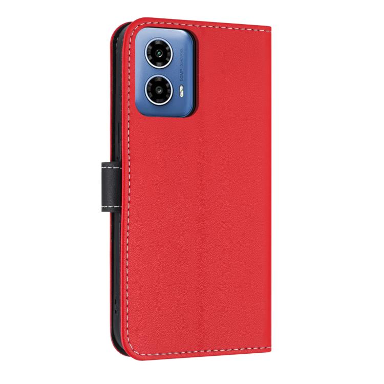 For Motorola Moto G35 Metal Bow Leather Phone Case with Hand Strap