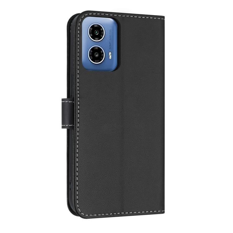 For Motorola Moto G35 Metal Bow Leather Phone Case with Hand Strap
