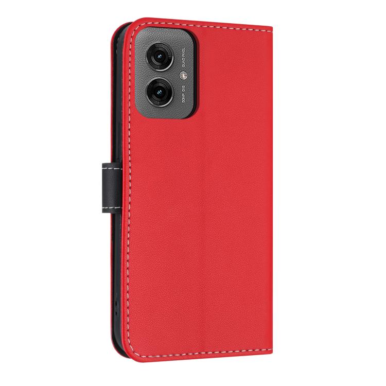 For Motorola Moto G55 Metal Bow Leather Phone Case with Hand Strap