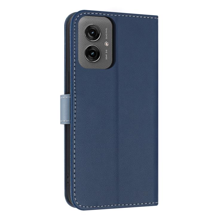 For Motorola Moto G55 Metal Bow Leather Phone Case with Hand Strap