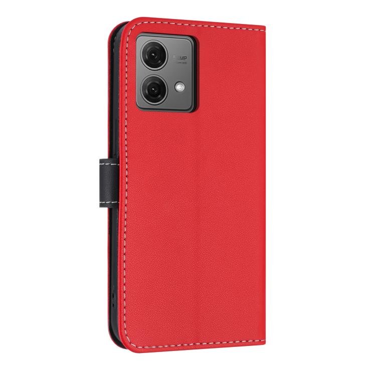 For Motorola Moto G84 5G Metal Bow Leather Phone Case with Hand Strap