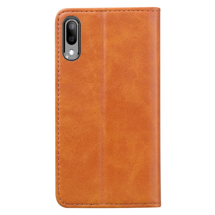 For Samsung Galaxy A10 Business Stitching Horizontal Flip Leather Case with Double Folding & Bracket & Card Slots & Photo Frame & Wallet