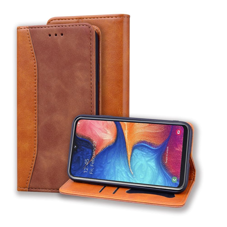 For Samsung Galaxy A10e Business Stitching Horizontal Flip Leather Case with Double Folding & Bracket & Card Slots & Photo Frame & Wallet