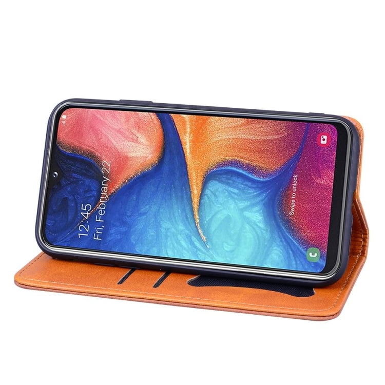 For Samsung Galaxy A10e Business Stitching Horizontal Flip Leather Case with Double Folding & Bracket & Card Slots & Photo Frame & Wallet