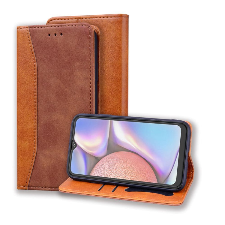 For Samsung Galaxy A10s Business Stitching Horizontal Flip Leather Case with Double Folding & Bracket & Card Slots & Photo Frame & Wallet