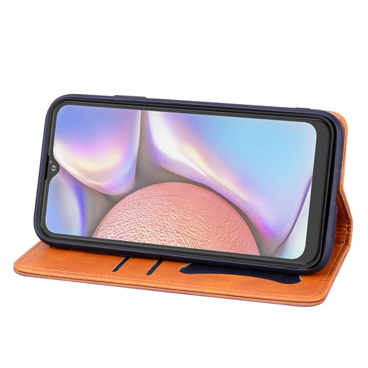 For Samsung Galaxy A10s Business Stitching Horizontal Flip Leather Case with Double Folding & Bracket & Card Slots & Photo Frame & Wallet