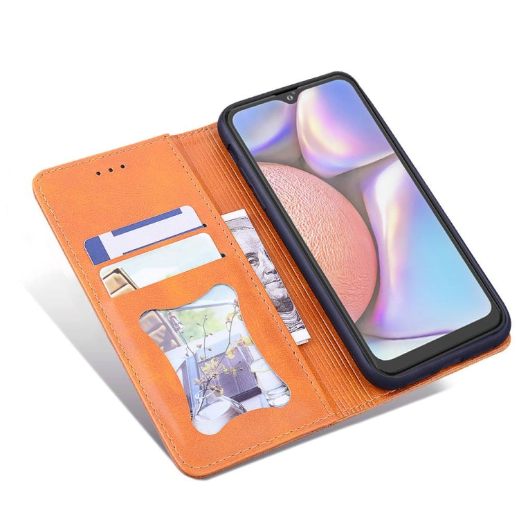 For Samsung Galaxy A10s Business Stitching Horizontal Flip Leather Case with Double Folding & Bracket & Card Slots & Photo Frame & Wallet