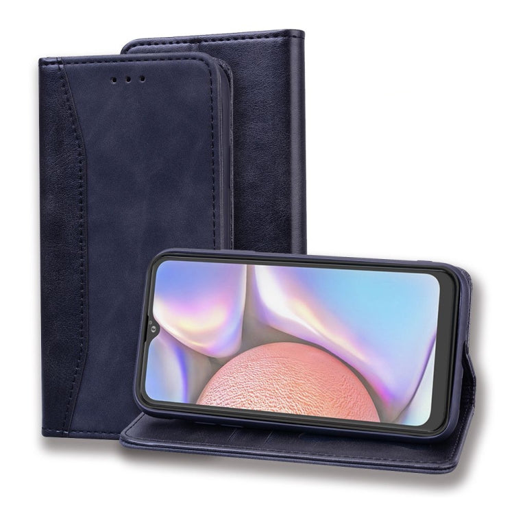 For Samsung Galaxy A10s Business Stitching Horizontal Flip Leather Case with Double Folding & Bracket & Card Slots & Photo Frame & Wallet