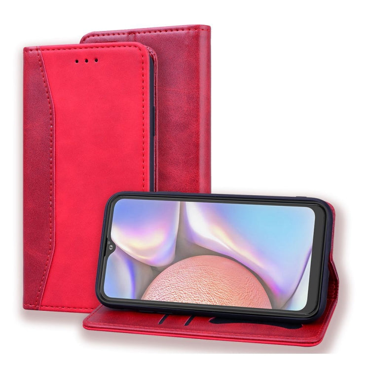 For Samsung Galaxy A10s Business Stitching Horizontal Flip Leather Case with Double Folding & Bracket & Card Slots & Photo Frame & Wallet